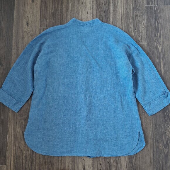 💙 Pure Jill 100% Linen Oversized Long Sleeve Blouse Size M/L Lagenlook Lightwei - Picture 6 of 7